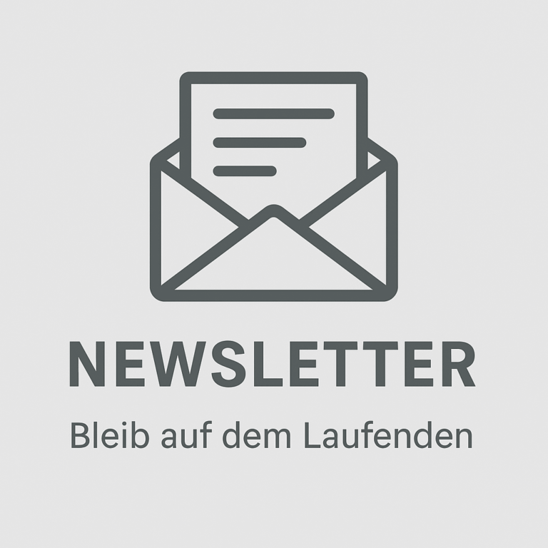 ChatGPT Image 22. Aug. 2025 13 31 58 Wir lieben Haare Symbolbild mit einem Briefumschlag und der Aufschrift „Newsletter – Bleib auf dem Laufenden“ in Grau